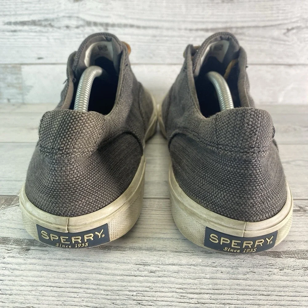 Sperry Shoes Mens 12 Gray Canvas Casual Nautical Preppy Leisure Comfy Sneakers